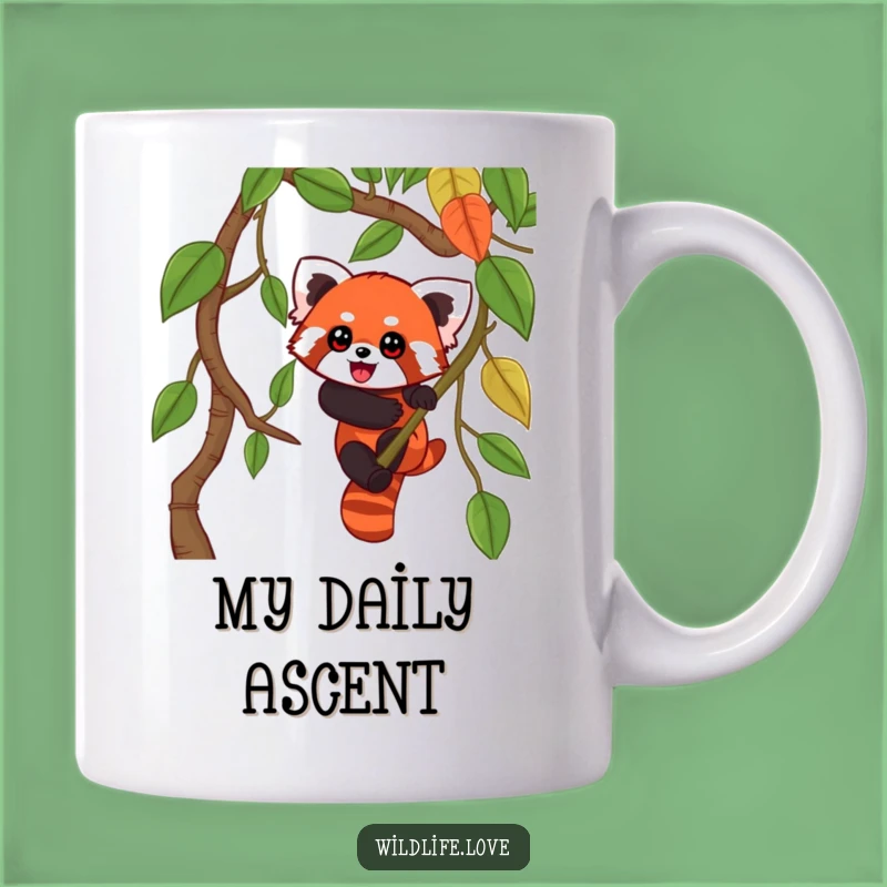 Funny Red Panda Jungle Mug - Playful Climber Wide-Eyed Funny Gift