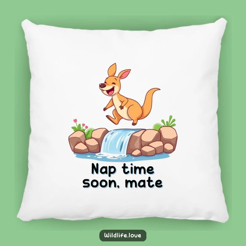Funny Kangaroo Waterfall Pillow: Soft & Hilarious Aussie Accent, Perfect Humorous Gift!