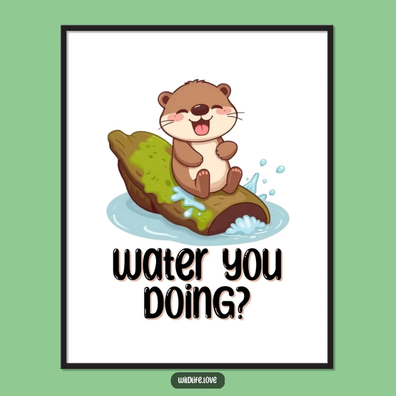 Funny Otter Sliding Wall Art - Joyful Splash Digital Print Funny Gift
