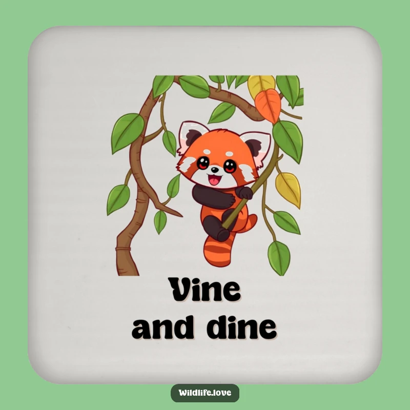 Funny Red Panda Jungle Coaster Set - Playful Climber Drink Protection Funny Gift
