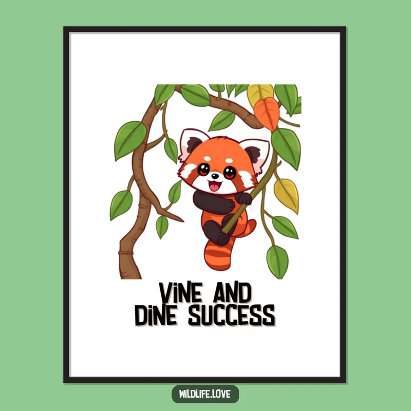 Funny Free Printable Red Panda Wall Art: Jungle Vine Art - Downloadable Gift!