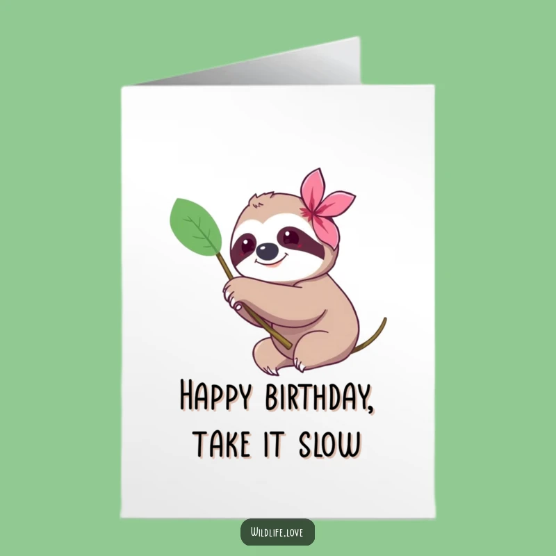 Free Printable Birthday Card: Slow Sloth Reaching for Joy - Funny Downloadable Gift