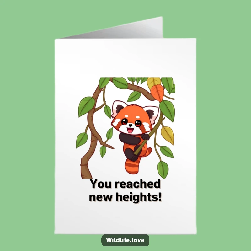 Free Printable Red Panda Congrats Card: Vine Climbing Success - Downloadable Gift!
