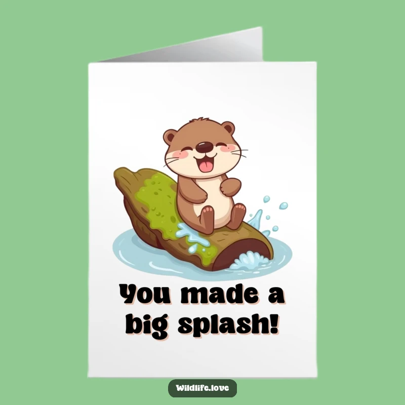 Free Printable Otter Congrats Card: Joyful Splash Success - Downloadable Gift!