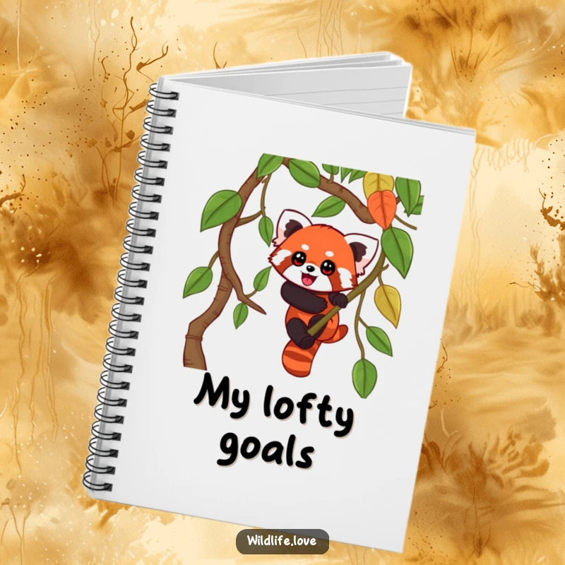 Funny Red Panda Journal: A playful red panda with wide eyes climbing a jungle vine, perfect for jotting down adventure notes.