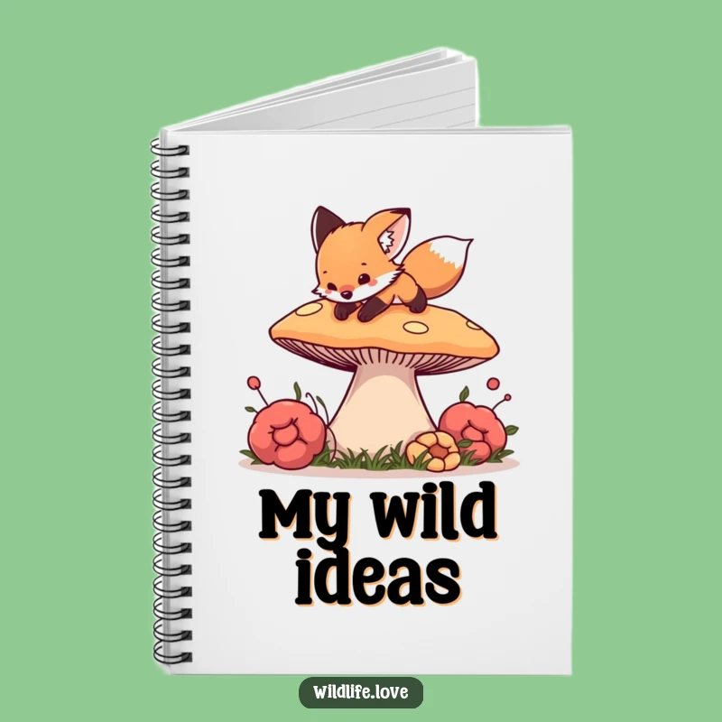 Funny Fox Journal - Curious Cub Mushroom Notebook Funny Gift