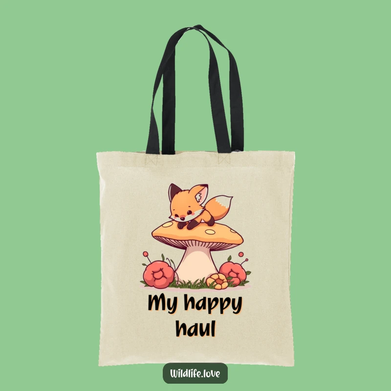 Funny Fox Mushroom Tote Bag - Forest Explorer Accessory Funny Gift