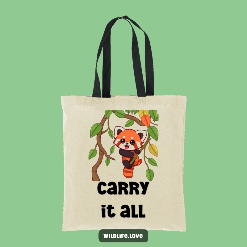 Funny Red Panda Jungle Tote Bag - Playful Explorer Accessory Funny Gift